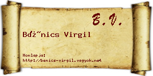 Bénics Virgil névjegykártya